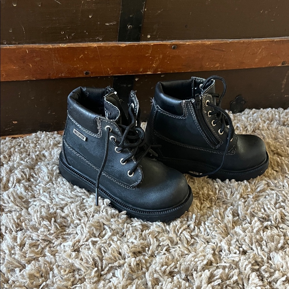 Toddler Black Lace-Up Boots
